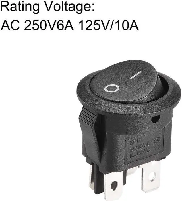 Alt view image 3 of 4 - Boat Rocker Switch Round Toggle Switch for Boat Car Marine 4pins ON/OFF AC250V/6A 125V/10A 1pcs