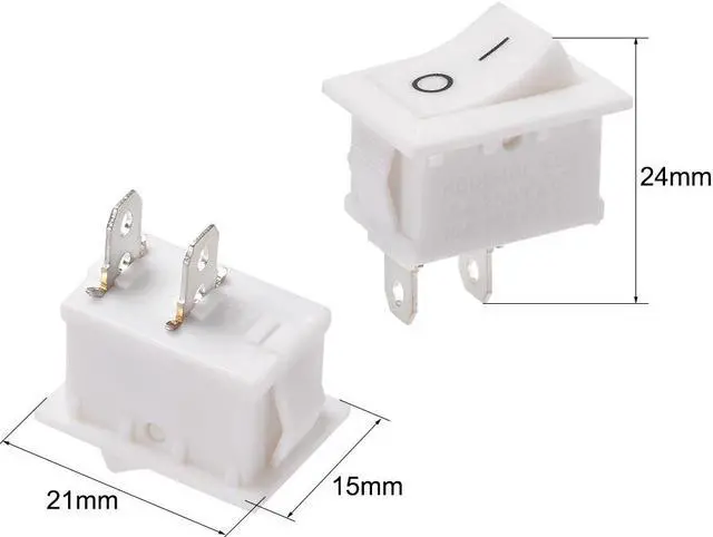 Alt view image 2 of 4 - Mini Boat Rocker Switch White Toggle Switch for Boat Car Marine ON/OFF AC 250V/6A 125V/10A 5pcs