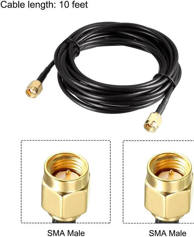 Alt view image 2 of 4 - SMA Male to SMA Male Coaxial Cable 50 Ohm for Ham Radio, Antenna, Wireless LAN Devices 10 Feet RG174