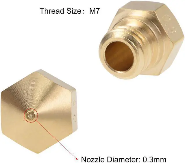 Alt view image 3 of 3 - 0.3mm 3D Printer Nozzle Head M7 Thread Replacement for MK10 1.75mm Extruder Print, Brass 5pcs