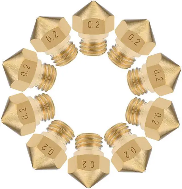 Main image of 0.2mm 3D Printer Nozzle Head M7 Thread Replacement for MK10 1.75mm Extruder Print, Brass 10pcs