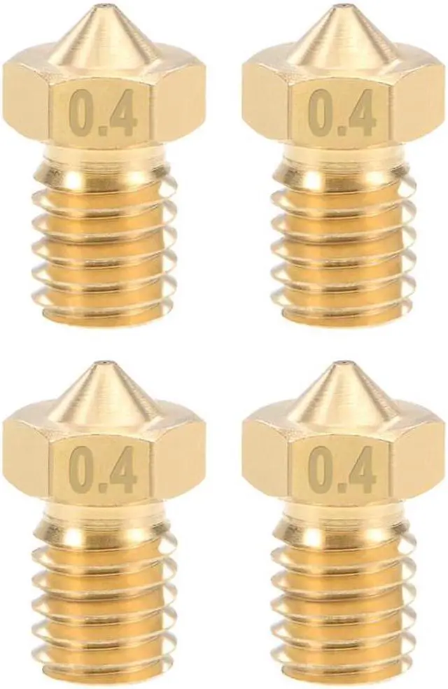 Main image of 0.4mm 3D Printer Nozzle Head M6 Thread Replacement for V5 V6 3mm Extruder Print, Brass 4pcs