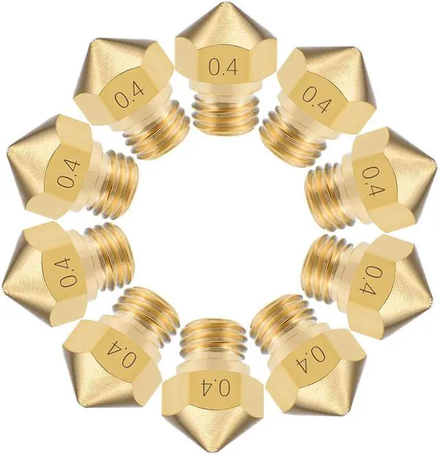 Main image of 0.4mm 3D Printer Nozzle Head M7 Thread Replacement for MK10 1.75mm Extruder Print, Brass 10pcs