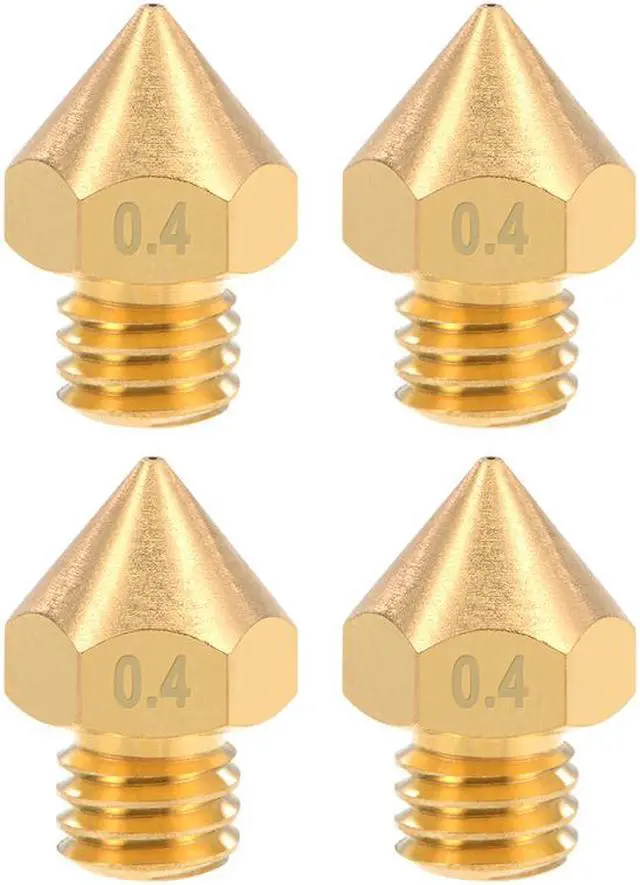 Main image of 0.4mm 3D Printer Nozzle Head M6 Thread Replacement for MK8 1.75mm Extruder Print, Brass 4pcs