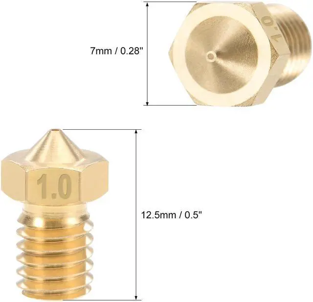 Alt view image 2 of 3 - 1mm 3D Printer Nozzle Head M6 Thread Replacement for V5 V6 1.75mm Extruder Print, Brass 5pcs