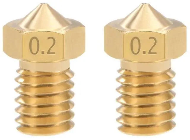 Main image of 0.2mm 3D Printer Nozzle Head M6 Thread Replacement for V5 V6 1.75mm Extruder Print, Brass 2pcs