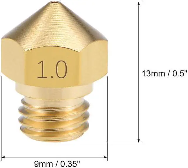 Alt view image 2 of 3 - 1mm 3D Printer Nozzle Head M7 Thread Replacement for MK10 1.75mm Extruder Print, Brass 5pcs