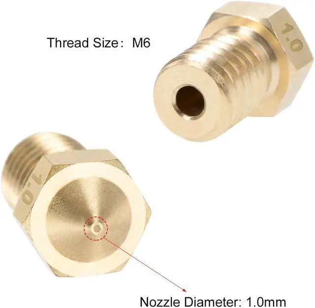 Alt view image 3 of 3 - 1mm 3D Printer Nozzle Head M6 Thread Replacement for V5 V6 1.75mm Extruder Print, Brass 5pcs