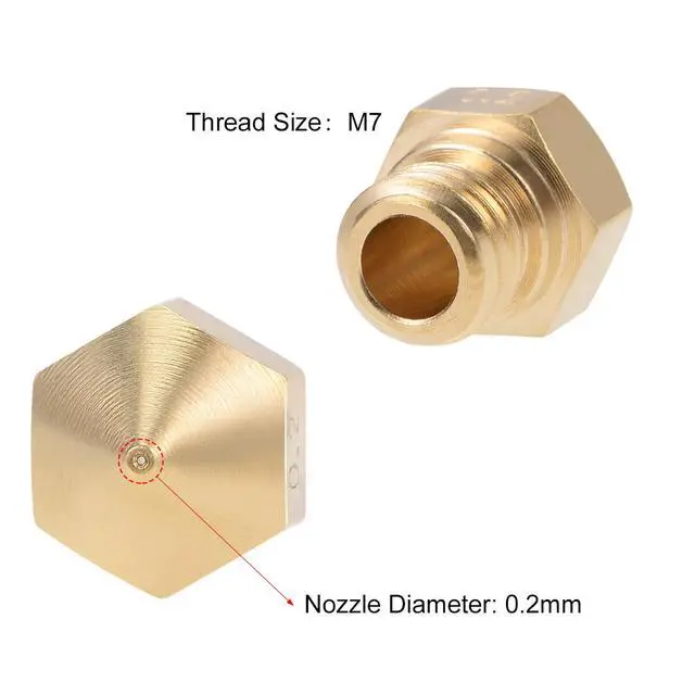 Alt view image 3 of 4 - 0.2mm 3D Printer Nozzle Head M7 Thread Replacement for MK10 1.75mm Extruder Print, Brass 10pcs