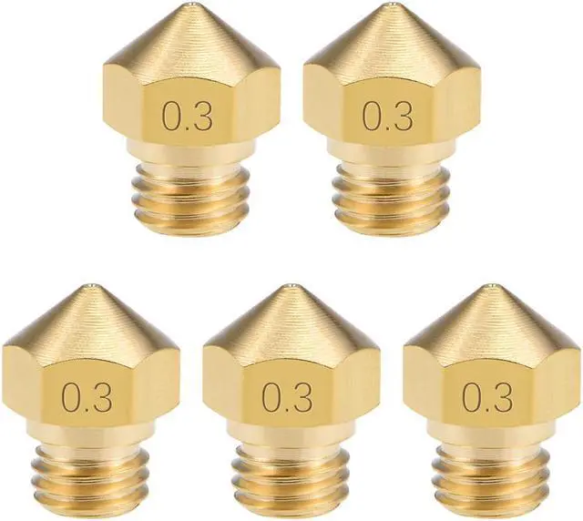 Main image of 0.3mm 3D Printer Nozzle Head M7 Thread Replacement for MK10 1.75mm Extruder Print, Brass 5pcs