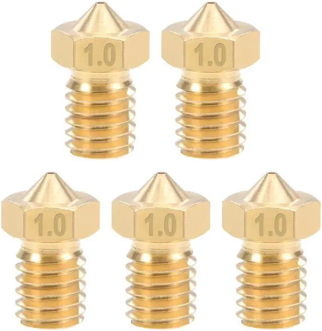 Main image of 1mm 3D Printer Nozzle Head M6 Thread Replacement for V5 V6 1.75mm Extruder Print, Brass 5pcs