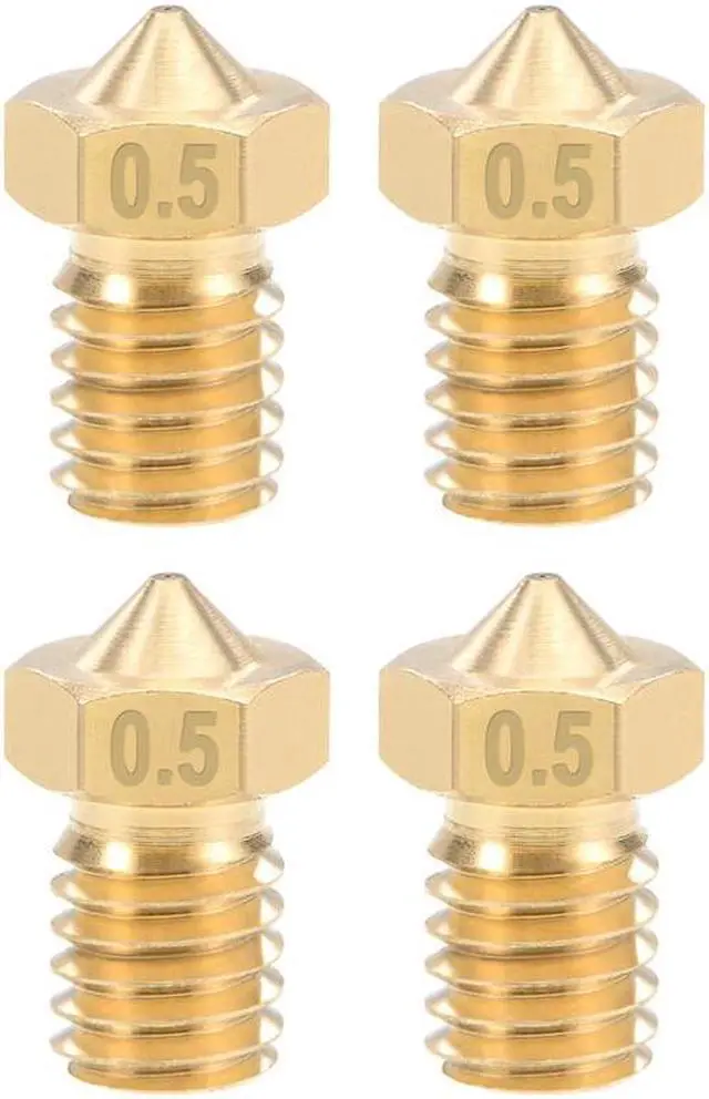 Main image of 0.5mm 3D Printer Nozzle Head M6 Thread Replacement for V5 V6 3mm Extruder Print, Brass 4pcs