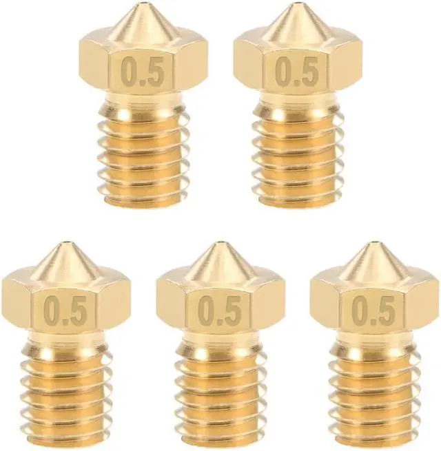 Main image of 0.5mm 3D Printer Nozzle Head M6 Thread Replacement for V5 V6 1.75mm Extruder Print, Brass 5pcs