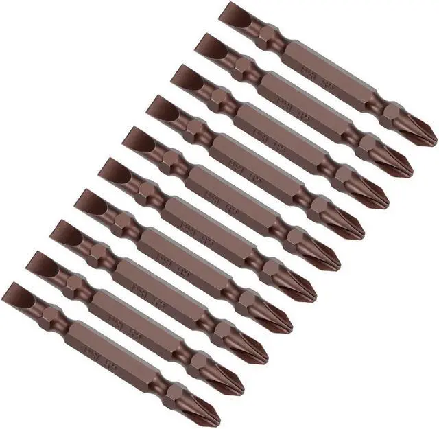 Main image of 10pcs 1/4" Hex Shank 65mm Length Magnetic Screwdriver PH2/SL6 Slotted-Phillips Double-Head Screwdriver Bits S2 Alloy Steel