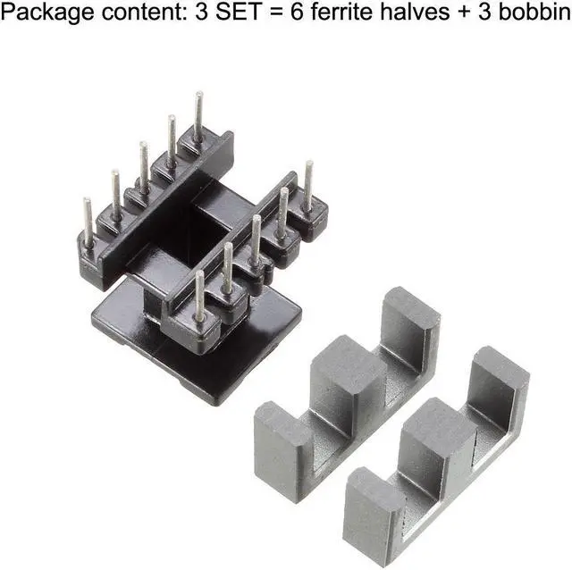 Alt view image 3 of 4 - 3 Sets EE16 5 with 5pin Transformer Bobbin PC40 Ferrite Core Vertical 6 Ferrite Halves and 3 Bobbin