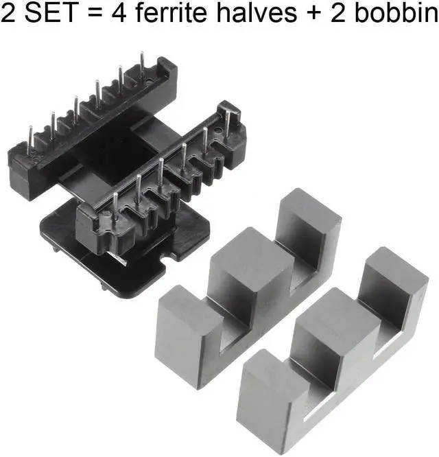 Alt view image 3 of 4 - 2 Sets EE50 6 with 6pin Transformer Bobbin PC40 Ferrite Core 4 Ferrite Halves and 2 Bobbin