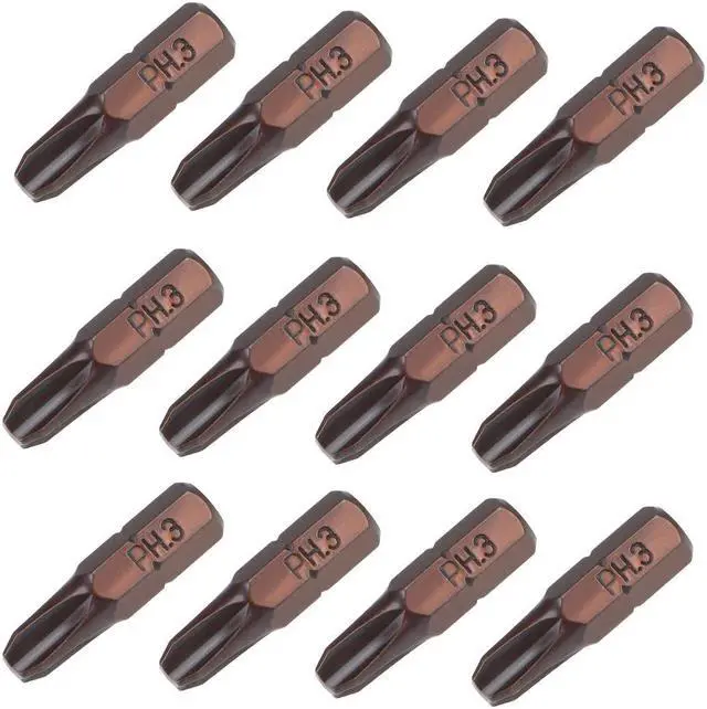 Main image of 12 Pcs Phillips Bits 1/4inch Hex Shank 25mm Length Cross PH3 Magnetic Screw Driver S2 Screwdriver Bit