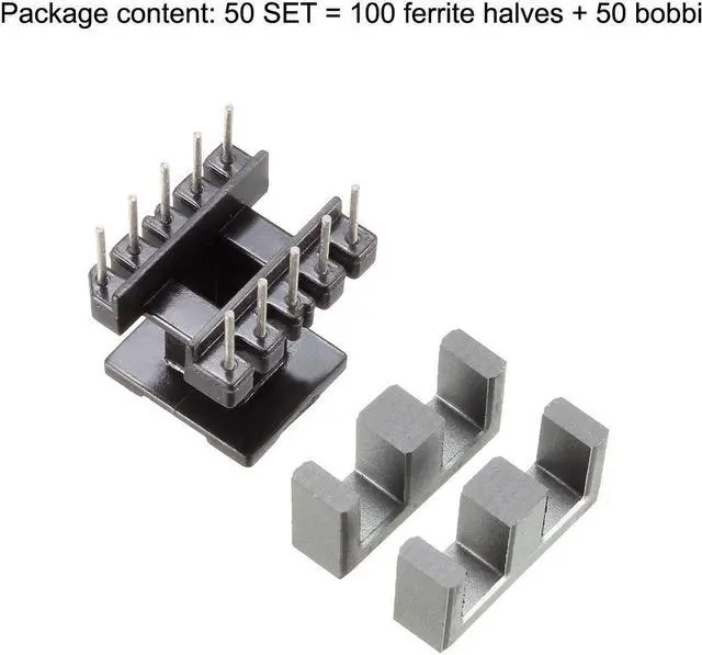 Alt view image 3 of 4 - 50 Sets EE16 5 with 5pin Transformer Bobbin PC40 Ferrite Core Vertical 100 Ferrite Halves and 50 Bobbin