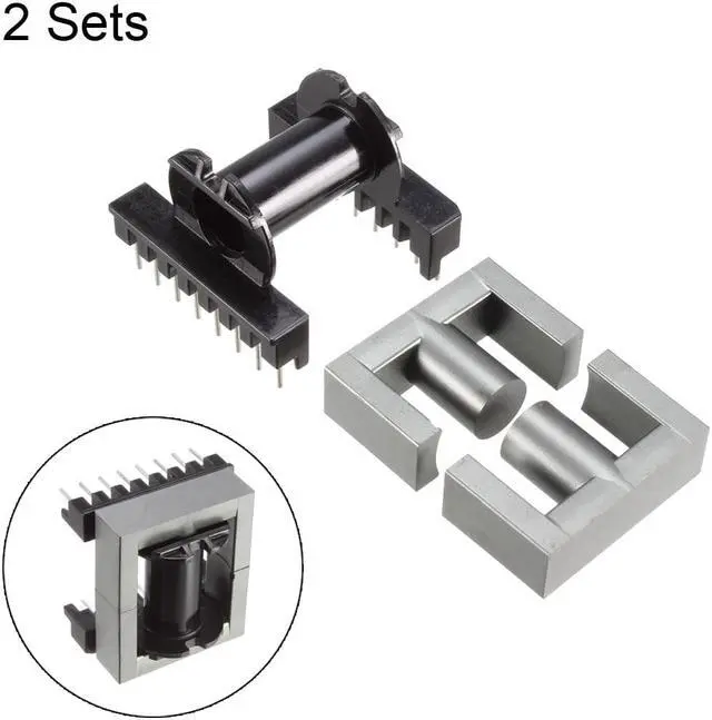 Alt view image 2 of 4 - 2 Sets EC35 8 with 8pin Transformer Bobbin PC40 Ferrite Core 4 Ferrite Halves and 2 Bobbin
