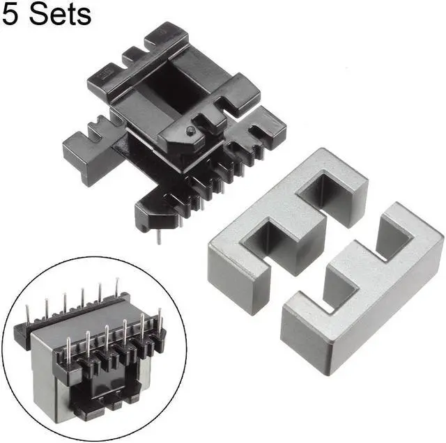 Alt view image 2 of 4 - 5 Sets EE28 6 with 6pin Transformer Bobbin PC40 Ferrite Core Vertical 10 Ferrite Halves and 5 Bobbin