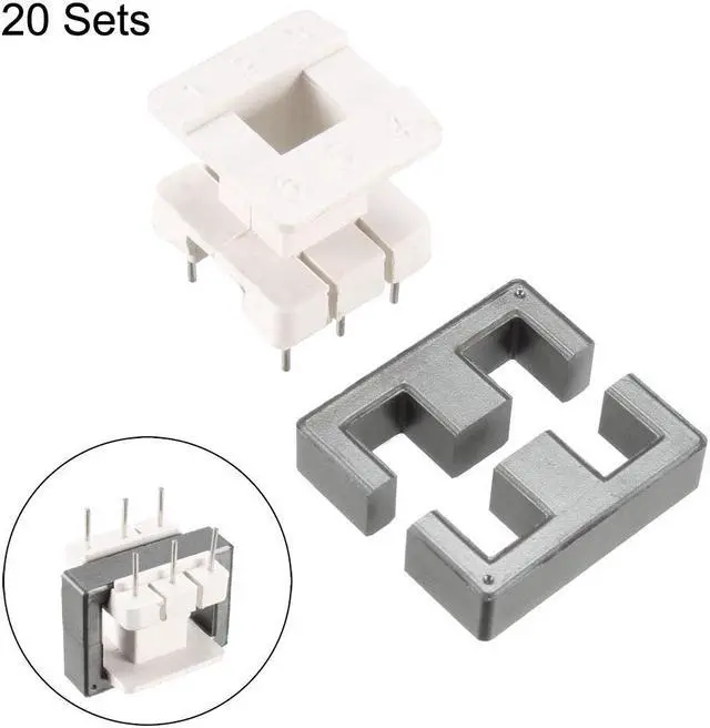 Alt view image 2 of 4 - 20 Sets EE25 3 with 3pin Transformer Bobbin PC40 Ferrite Core Vertical 40 Ferrite Halves and 20 Bobbin