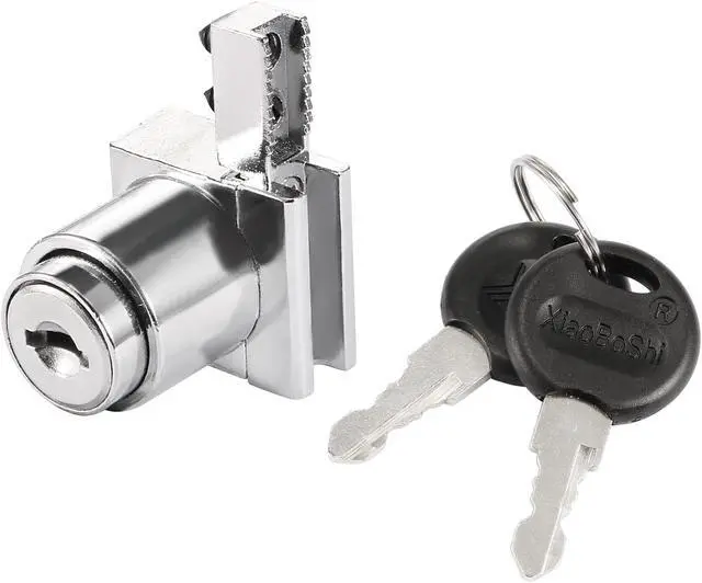 Alt view image 4 of 4 - Push Lock for Sliding Glass Cabinet Door Fits 5mm Thick Keyed Alike 2Pcs