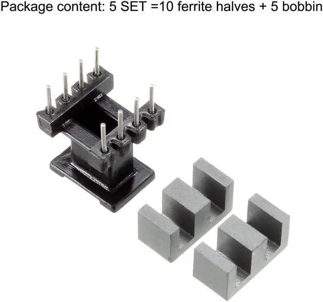 Alt view image 3 of 4 - 5 Sets EE10 4 with 4pin Transformer Bobbin PC40 Ferrite Core Vertical 10 Ferrite Halves and 5 Bobbin
