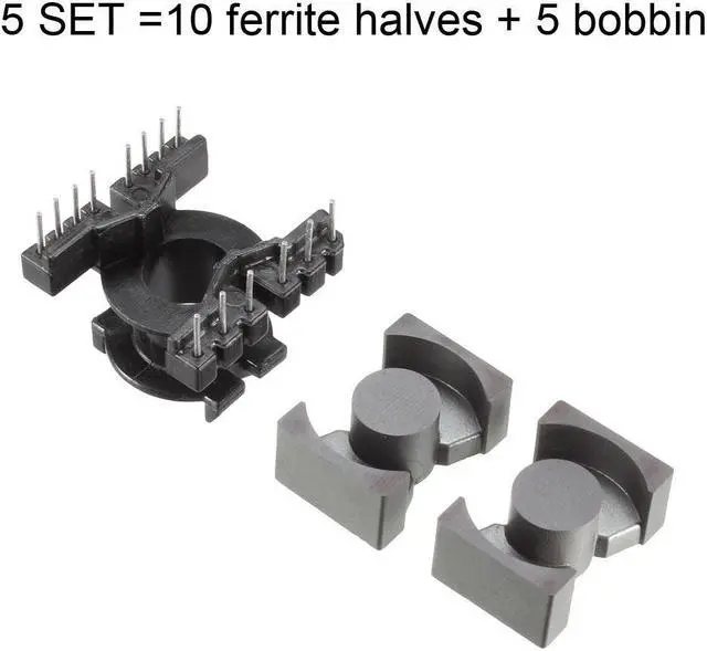 Alt view image 3 of 4 - 5 Sets PQ20 6 with 8pin Transformer Bobbin PC40 Ferrite Core Vertical 10 Ferrite Halves and 5 Bobbin