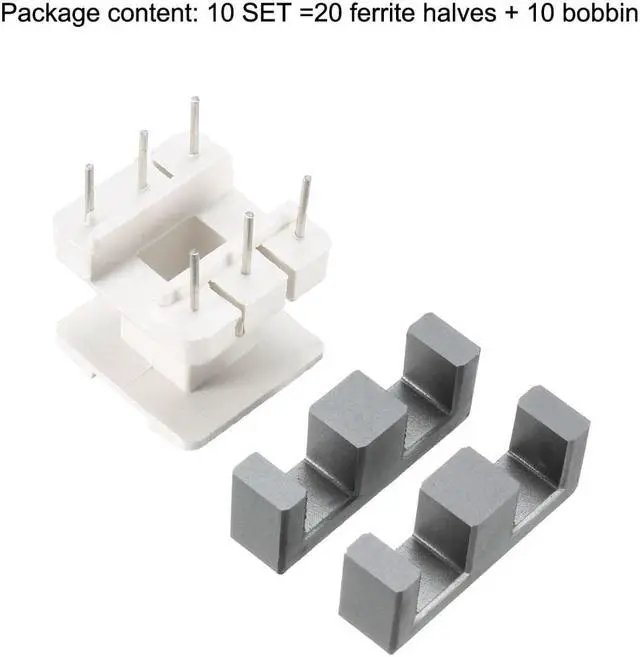 Alt view image 3 of 4 - 20 Sets EE25 3 with 3pin Transformer Bobbin PC40 Ferrite Core Vertical 40 Ferrite Halves and 20 Bobbin