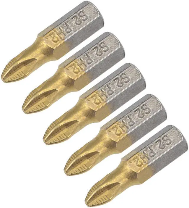 Alt view image 5 of 7 - 1/4-Inch Hex Shank Magnetic Phillips Cross Screwdriver Bit, 25mm Length PH2 Titanium Plating S2 Non-Slip Screwdriver Bits 5pcs