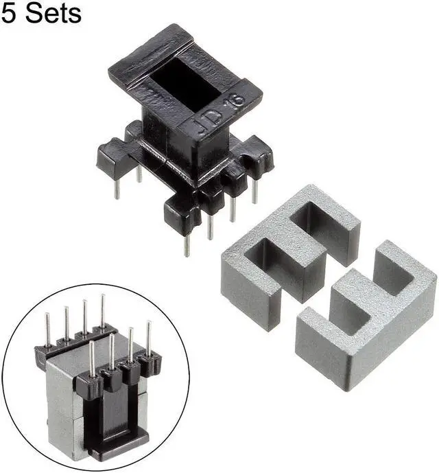 Alt view image 2 of 4 - 5 Sets EE10 4 with 4pin Transformer Bobbin PC40 Ferrite Core Vertical 10 Ferrite Halves and 5 Bobbin