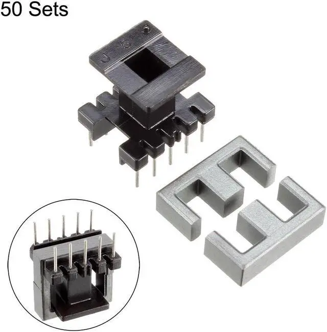 Alt view image 2 of 4 - 50 Sets EE16 5 with 5pin Transformer Bobbin PC40 Ferrite Core Vertical 100 Ferrite Halves and 50 Bobbin