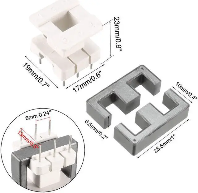 Alt view image 4 of 4 - 20 Sets EE25 3 with 3pin Transformer Bobbin PC40 Ferrite Core Vertical 40 Ferrite Halves and 20 Bobbin