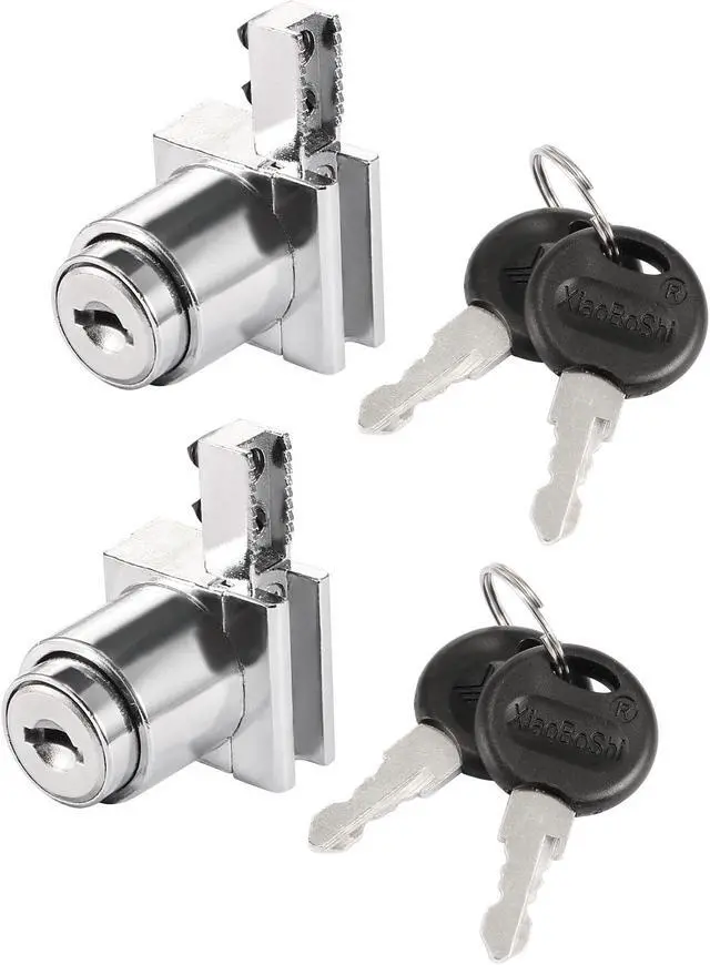 Main image of Push Lock for Sliding Glass Cabinet Door Fits 5mm Thick Keyed Alike 2Pcs