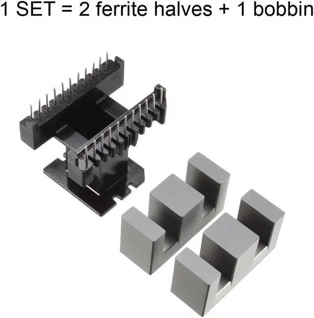 Alt view image 3 of 4 - EE55B 11 with 11pin Transformer Bobbin PC40 Ferrite Core Vertical 2 Ferrite Halves and 1 Bobbin
