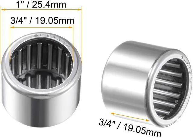 Alt view image 2 of 4 - SCE1212 Needle Roller Bearings, Drawn Cup Open End, 3/4-inch Bore 1-inch OD 3/4-inch Width 15300N Static Load 22100N Dynamic Load 5pcs
