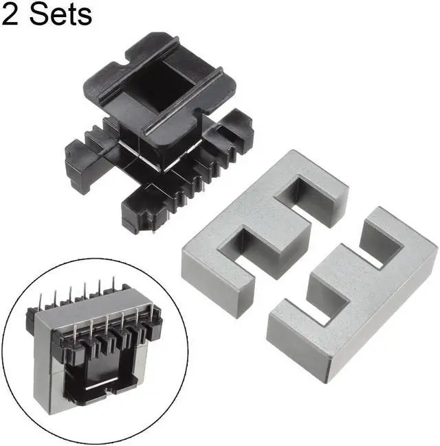 Alt view image 2 of 4 - 2 Sets EE50 6 with 6pin Transformer Bobbin PC40 Ferrite Core 4 Ferrite Halves and 2 Bobbin