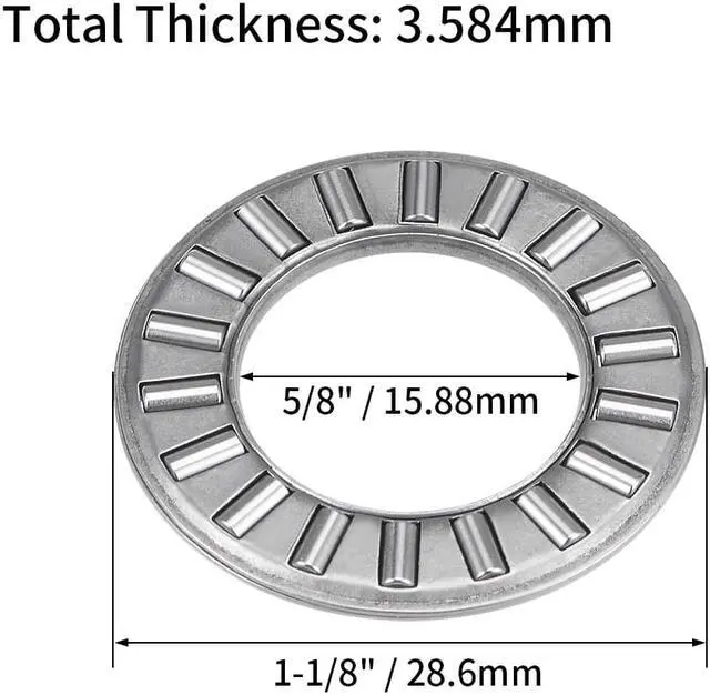 Alt view image 3 of 4 - Tc1018 Needle Roller Thrust Bearings with Washers 5/8-inch Bore 1-1/8-inches Od 5/64-inch Width 16000rpm Limiting Speed 5pcs