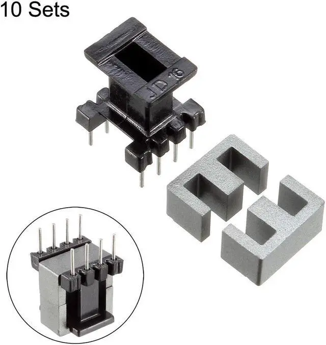 Alt view image 2 of 4 - 10 Sets EE10 4 with 4pin Transformer Bobbin PC40 Ferrite Core Vertical 20 Ferrite Halves and 10 Bobbin