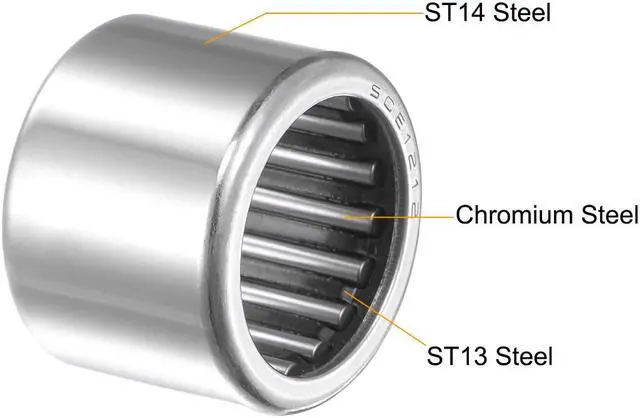 Alt view image 3 of 4 - SCE1212 Needle Roller Bearings, Drawn Cup Open End, 3/4-inch Bore 1-inch OD 3/4-inch Width 15300N Static Load 22100N Dynamic Load 5pcs
