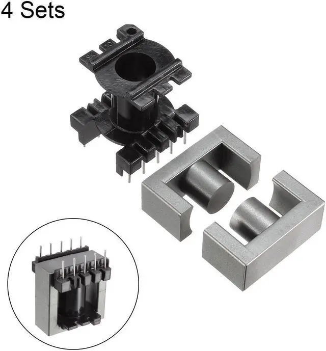 Alt view image 2 of 4 - 4 Sets EC28 5 with 5pin Transformer Bobbin PC40 Ferrite Core Vertical 8 Ferrite Halves and 4 Bobbin