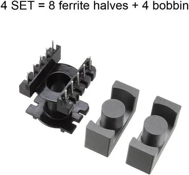Alt view image 3 of 4 - 4 Sets EC28 5 with 5pin Transformer Bobbin PC40 Ferrite Core Vertical 8 Ferrite Halves and 4 Bobbin