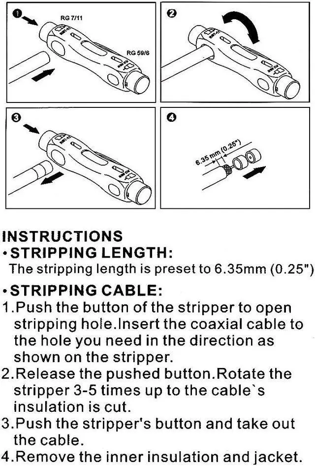 Alt view image 5 of 5 - RG6 RG11 Coaxial Cable Stripper, Double Ended Coax Stripping Wire Cutter for RG7/11 and RG59/6 or RG6 2pcs