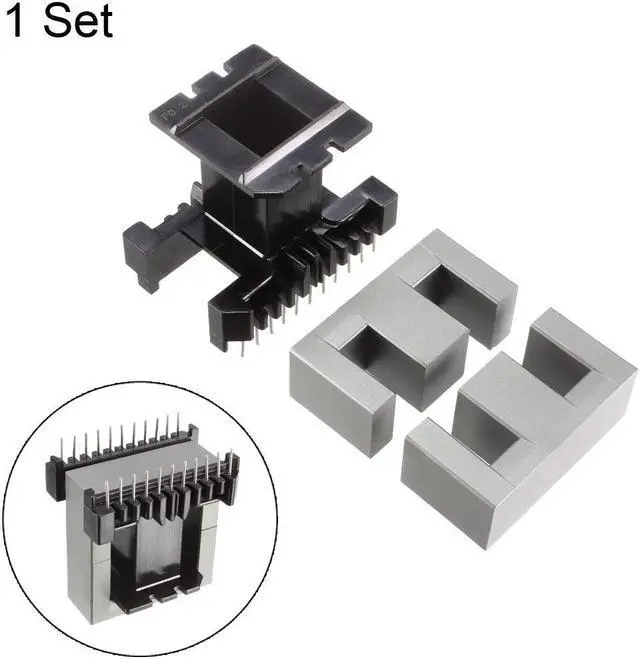 Alt view image 2 of 4 - EE55B 11 with 11pin Transformer Bobbin PC40 Ferrite Core Vertical 2 Ferrite Halves and 1 Bobbin