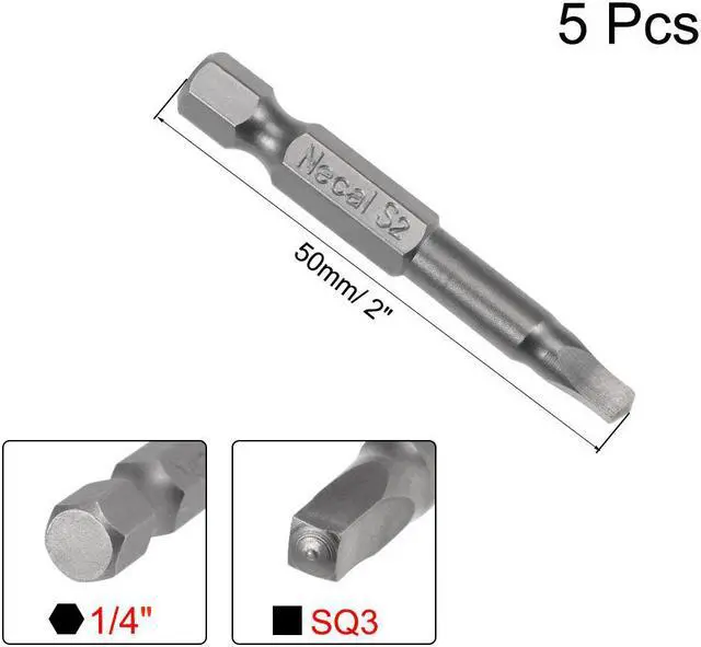Alt view image 2 of 4 - 5pcs Square Bits 1/4-Inch Hex Shank 50mm Length Magnetic SQ3 Head Screwdriver S2 Screw Driver Bit