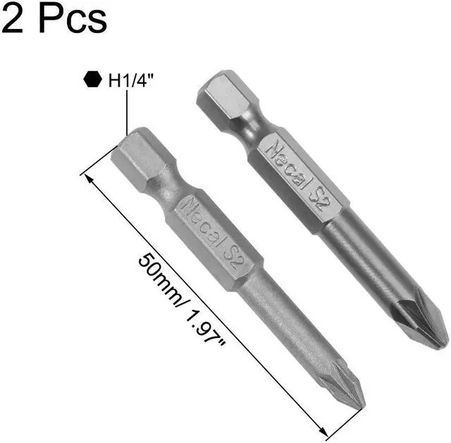Alt view image 3 of 4 - 1/4-Inch Hex Shank Magnetic PZ1/PZ2 Pozidriv Screwdriver Bit 50mm Length S2 Screwdriver Bits 2pcs