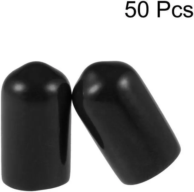 Alt view image 2 of 3 - Screw Thread Protector, 7mm ID Round End Cap Cover Flexible Black Tube Caps 50pcs