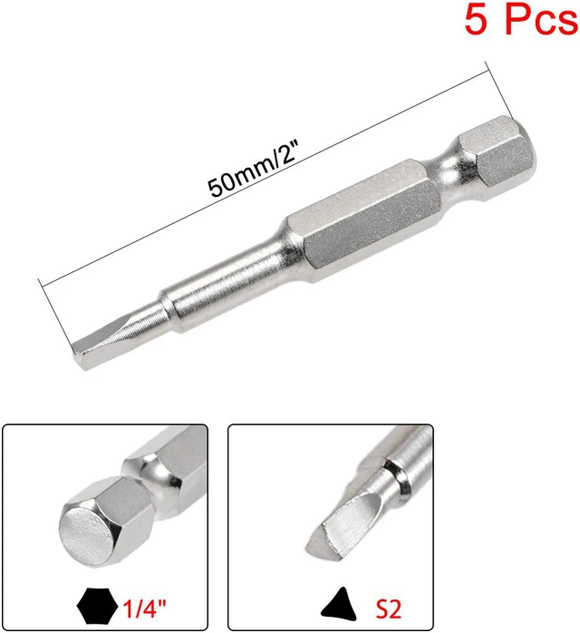 Alt view image 2 of 3 - Set(5pcs) 1/4 Inch Hex Shank (TA18, 20, 23, 27, 30) Magnetic Triangular Head Screwdriver Bit Set, 50mm Length S2 Screw Driver Kit