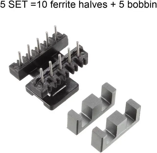 Alt view image 3 of 4 - 5 Sets EE19 5 with 5pin Transformer Bobbin PC40 Ferrite Core Vertical 10 Ferrite Halves and 5 Bobbin