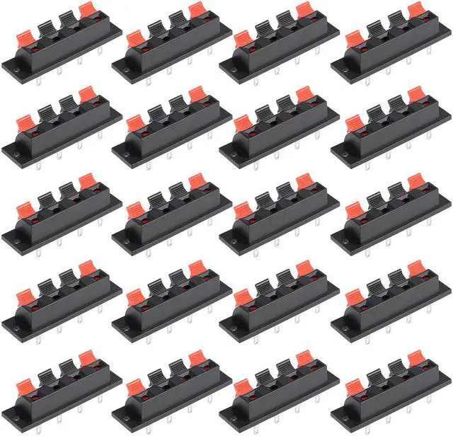 Main image of 20pcs 4 Way Jack Socket Spring Push Release Connector Speaker Terminal Strip Block